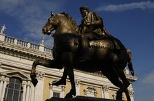 Equestrian statue of Marcus Aurelius (121-180), Roman emperor, Campidoglio Square, Rome, Italy, 2009 Creator: LTL