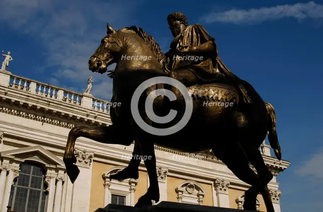Equestrian statue of Marcus Aurelius (121-180), Roman emperor, Campidoglio Square, Rome, Italy, 2009 Creator: LTL.