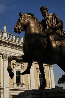 Equestrian statue of Marcus Aurelius (121-180), Roman emperor, Campidoglio Square, Rome, Italy, 2009 Creator: LTL