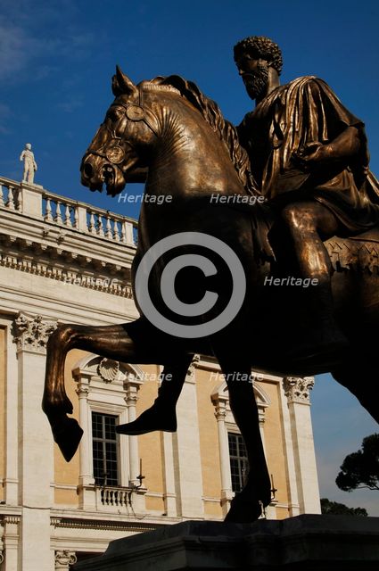 Equestrian statue of Marcus Aurelius (121-180), Roman emperor, Campidoglio Square, Rome, Italy, 2009 Creator: LTL.