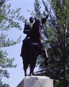 Equestrian statue of Simon Bolivar The Liberator (1783-1830), military and hero of the American…