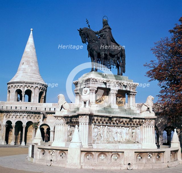 Equestrian statue of St Stephen, 19th century.  Artist: Strobylos