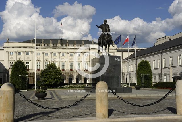 Equestrian statue of Prince Jozef Poniatowski (1763-1813), Presidential Palace, Warsaw, Poland,2013. Creator: LTL.