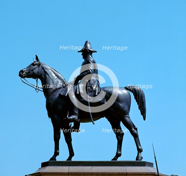Equestrian statue of the first Duke of Wellington on Copenhagen, 19th century. Artist: Matthew Cotes Wyatt