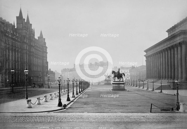 Equestrian statues outside St George's Hall, Liverpool, Merseyside, c late 19th century(?). Artist: Unknown.