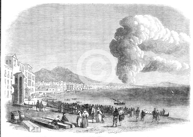 Eruption of Mount Vesuvius near the foot of the hill, between Resina and the Torre de..., 1861. Creator: Unknown.