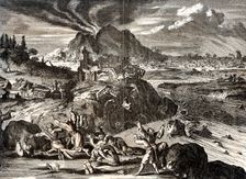 Eruption of Shirane-san and earthquake at Edo (Tokyo), Japan, 1650. Creator: Unknown