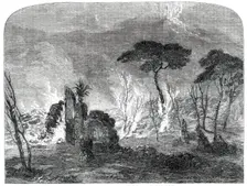 Eruption of Vesuvius - Sketched on the Verge of the Grand Stream of Lava, 1850. Creator: Unknown