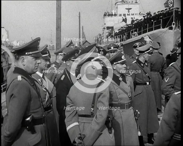 Erwin Rommel with German Officers on a Warship, 1930s. Creator: British Pathe Ltd.