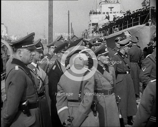 Erwin Rommel with German Officers on a Warship, 1930s. Creator: British Pathe Ltd.