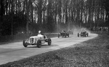 ERA, Vale Special of Ian Connell, Bugatti and MG Q type, Donington Park, Leicestershire, c1930s. Artist: Bill Brunell