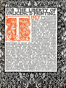 Eragny Press: Opening Page of the Areopagitica, c.1895-1914. Artist: Lucien Pissaro
