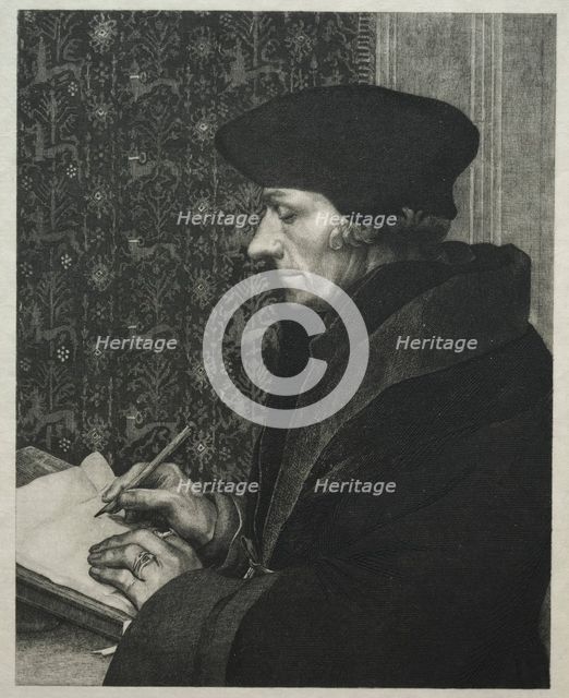 Erasmus, after Holbein, 1863. Creator: Félix Bracquemond (French, 1833-1914).