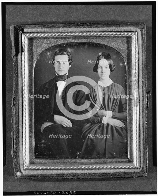 Erasmus Darwin and Emily Cooper, three-quarter length portrait, seated, between 1840 and 1860. Creator: Unknown.