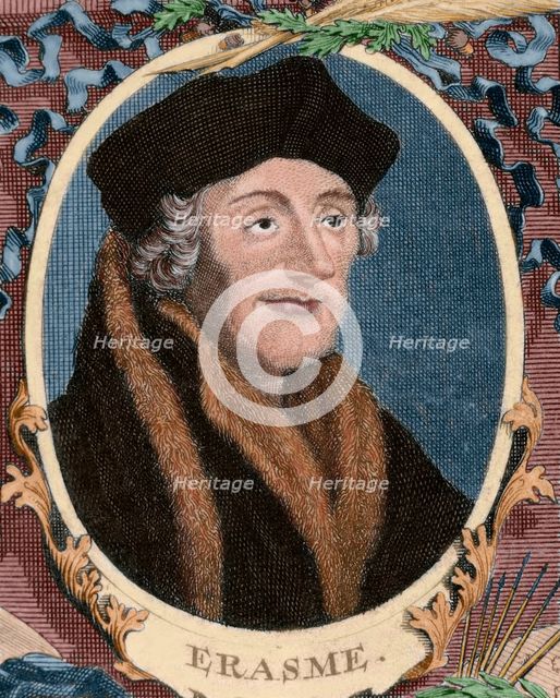 Erasmus of Rotterdam, (1713).  Creator: Unknown.