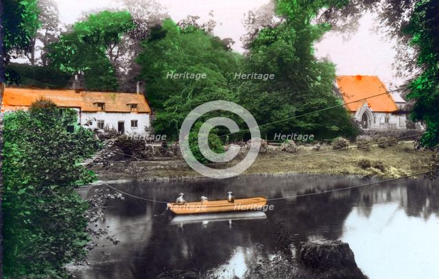 Erbistock Ferry and Church, Wrexham, 1926.Artist: Cavenders Ltd