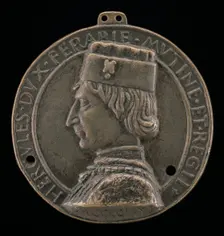 Ercole I d'Este, 1431-1505, Duke of Ferrara, Modena, and Reggio 1471 [obverse], 1472. Creator: Lodovico Corradini