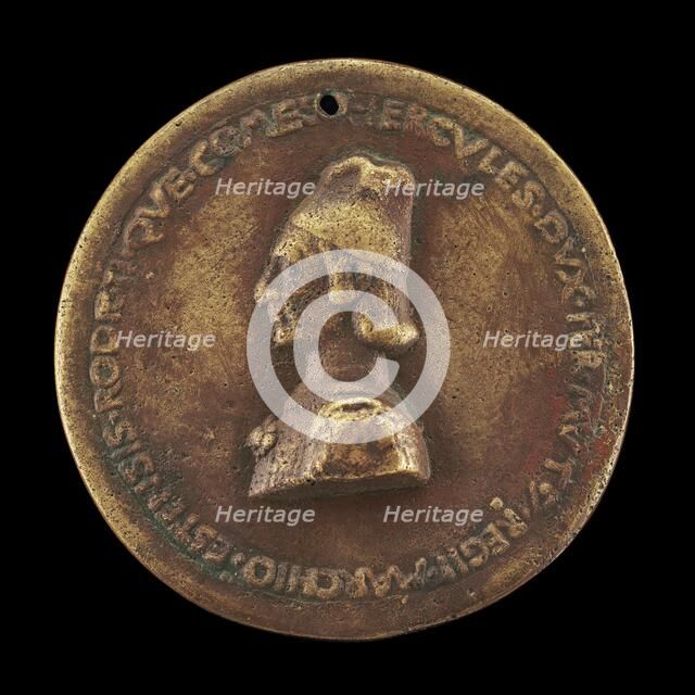 Ercole I d'Este, 1431-1505, Duke of Ferrara, Modena, and Reggio 1471 [obverse]. Creator: Baldassare d'Este.