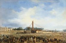 Erection of the obelisk of Luxor in Place de la Concorde, October 25, 1836. Creator: Francois Dubois