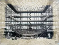 Erection of the Orchestra for the Opening Ceremony Crystal Palace, Sydenham, 1852-1854. Creator: Philip Henry Delamotte
