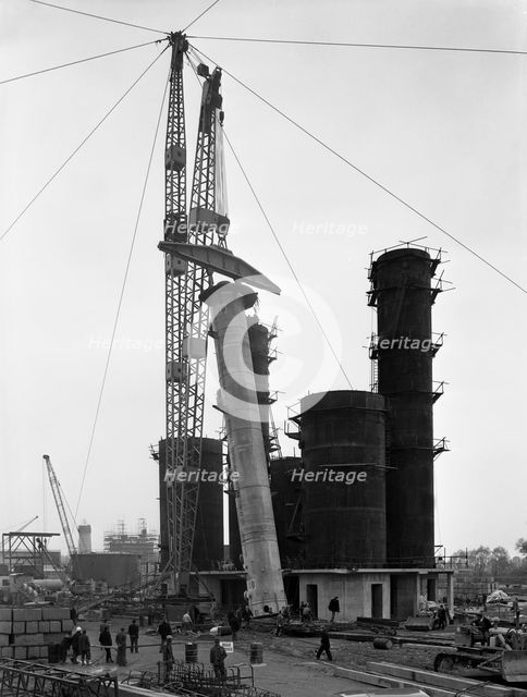 Erecting an absorption tower, Coleshill coal preparation plant, Warwickshire, 1962.  Creator: Michael Walters.