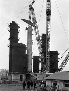 Erecting an absorption tower, Coleshill coal preparation plant, Warwickshire, 1962. Creator: Michael Walters