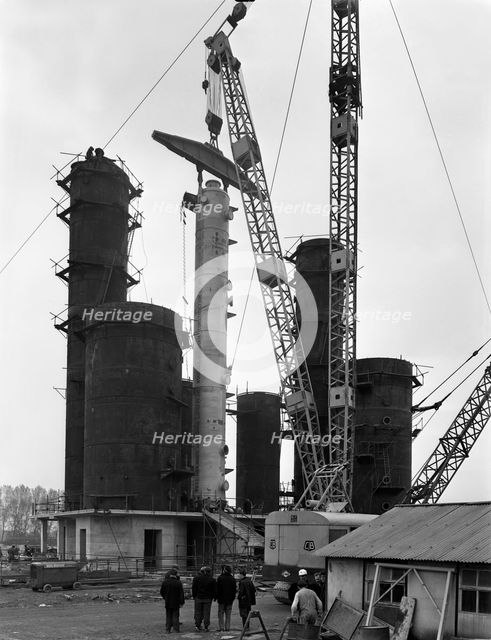 Erecting an absorption tower, Coleshill coal preparation plant, Warwickshire, 1962.  Creator: Michael Walters.
