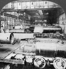 Erecting shop, Baldwin Locomotive Works, Philadelphia, Pennsylvania, USA, 20th century. Artist: Keystone View Company