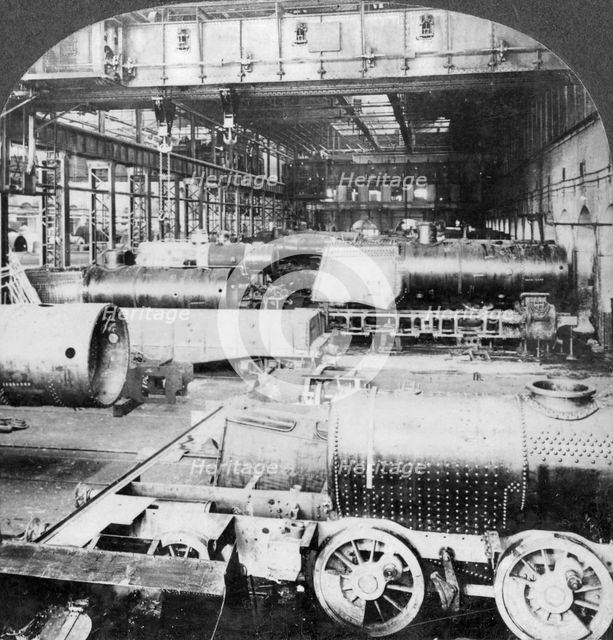 Erecting shop, Baldwin Locomotive Works, Philadelphia, Pennsylvania, USA, 20th century. Artist: Keystone View Company