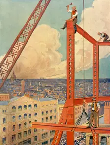 Erecting the Girders of a Huge New Store c1930. Creator: Unknown