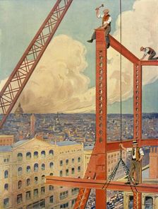 Erecting the Girders of a Huge New Store c1930. Creator: Unknown