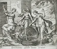 Erichthonius Released from His Basket, published 1606. Creators: Antonio Tempesta, Wilhelm Janson