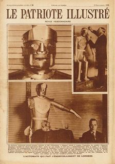 Eric, the first British robot at the Exhibition of the Society of Model Engineers in London, 1928. Creator: Anonymous