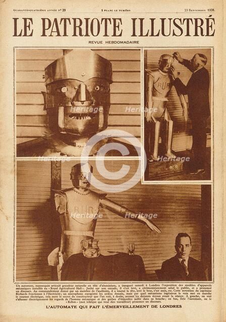 Eric, the first British robot at the Exhibition of the Society of Model Engineers in London, 1928. Creator: Anonymous.