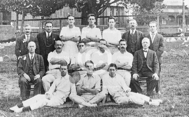 Eric Crew, middle back c1919. Creator: Murphy.