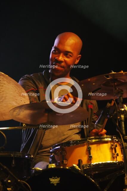 Eric Harland, Love Supreme Jazz Festival, Glynde Place, East Sussex, 2014. Artist: Brian O'Connor.