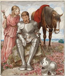 Erika and Seated Knight, 1894. Creator: Hans Thoma