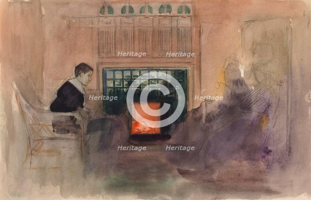 Erik Edelfelt Sitting by the Fire in the Villa in Kilo, c1898. Creator: Albert Edelfelt.