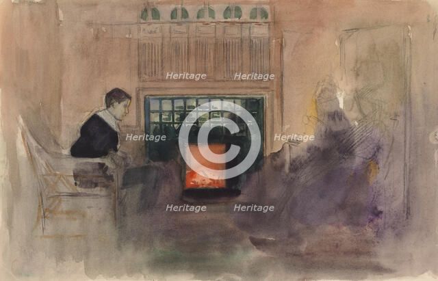Erik Edelfelt Sitting by the Fire in the Villa in Kilo, c1898. Creator: Albert Edelfelt.