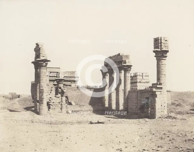 Erment (Hermonthis), Vue Générale des Ruines -Temple et Mammisi, 1851-52, printed 1853-54. Creator: Félix Teynard.