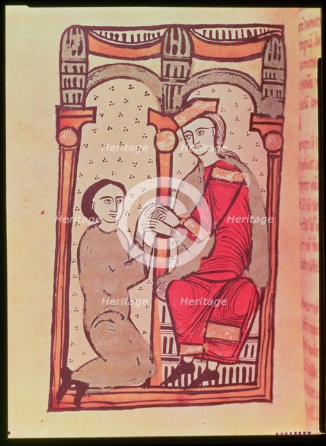 Ermengol IV d'Urgell (- 1092) selling his vassal, Arnau Mir de Tost (- 1071), Llordà Castle, Mini…