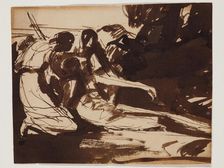 Erminia and Vafrino Ministering to the Wounded Tancred, c1776. Creator: George Romney