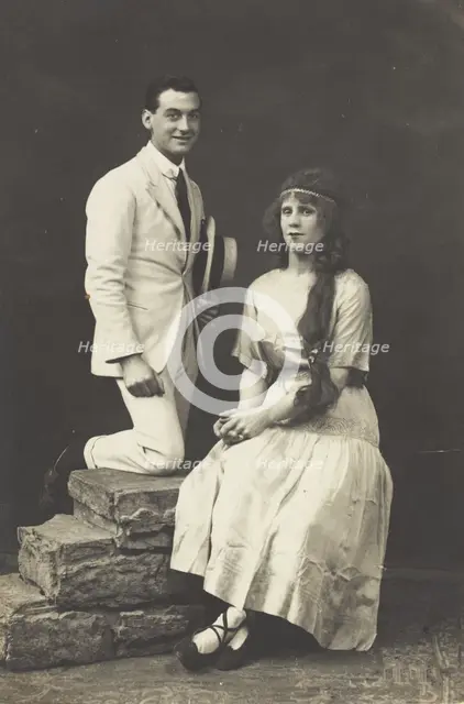 Ern and Chick, two actors, Chick in drag, pose in summer attire, c1918. Creator: Unknown.