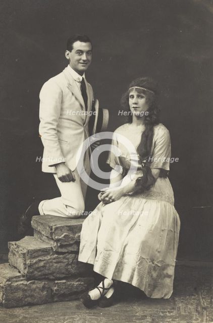 Ern and Chick, two actors, Chick in drag, pose in summer attire, c1918. Creator: Unknown.