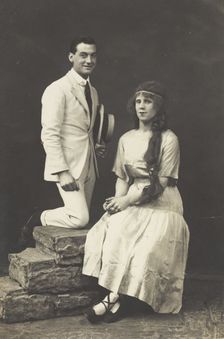 Ern and Chick, two actors, Chick in drag, pose in summer attire, c1918. Creator: Unknown