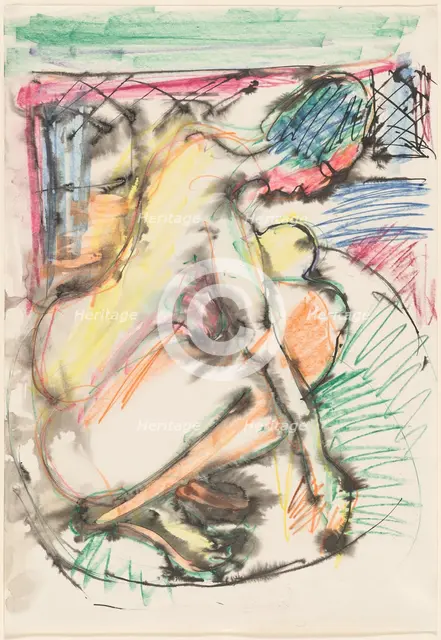 Erna Bathing in a Tub, 1913/1914. Creator: Ernst Kirchner.