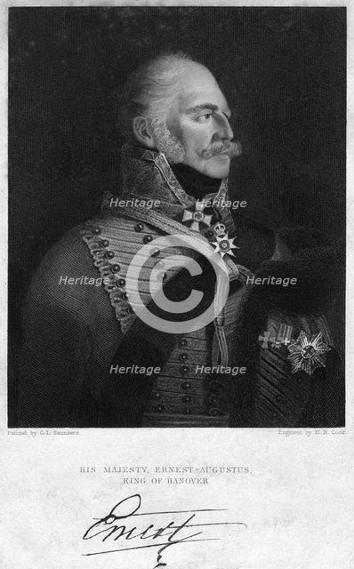 Ernest Augustus I of Hanover, King of Hanover, 19th century.Artist: H R Cook