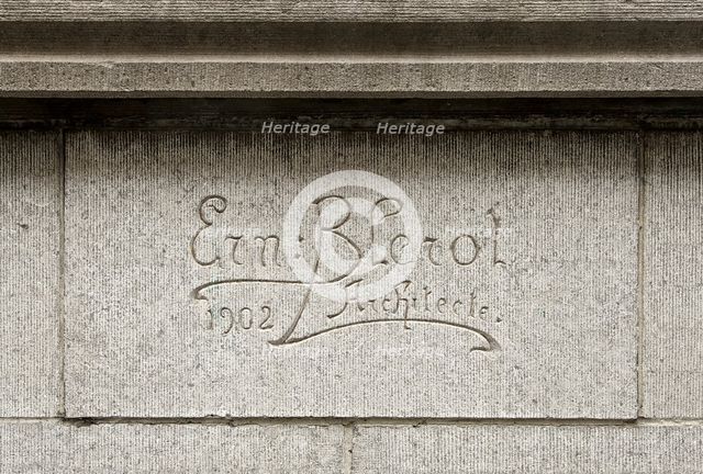 Ernest Blerot carved signature, Brussels, Belgium, (1902), c2014-c2017. Artist: Alan John Ainsworth.