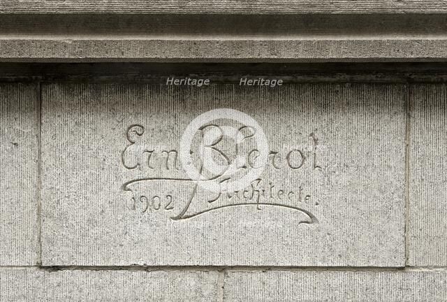 Ernest Blerot carved signature, Brussels, Belgium, (1902), c2014-c2017. Artist: Alan John Ainsworth.