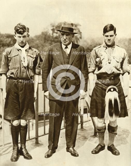 Ernest Shackleton with James Marr and Norman Mooney, 1921, (1935). Creator: Unknown.